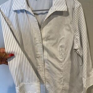 Jones New York White and Black Striped Shirt